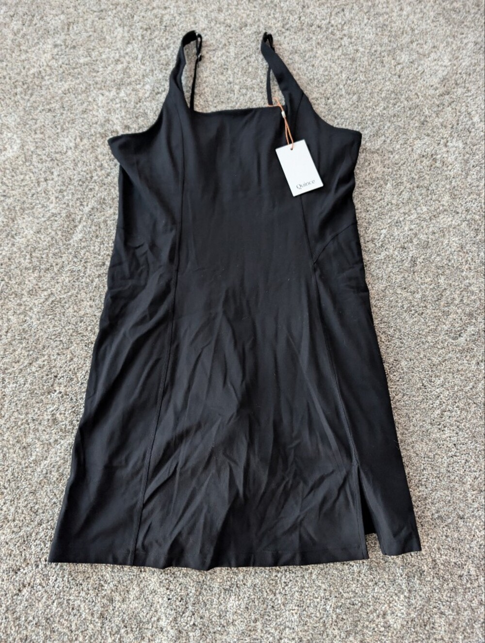 Quince NWT Power Up Sport Court Square Neck Skort Dress Black Size Large
